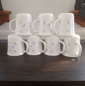 Corelle White Mugs with Blue Floral Pattern
